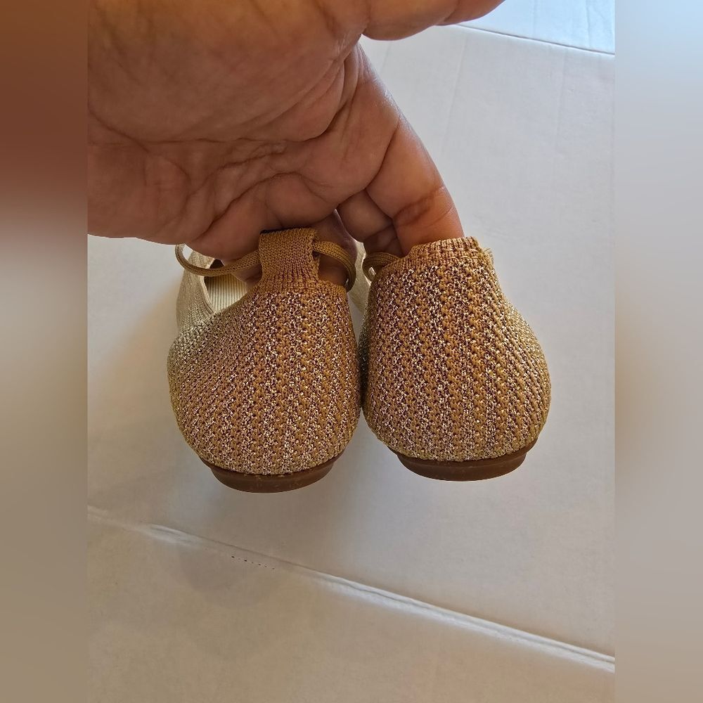 Rothy's The Square Wrap Ballerina Flats Shimmering Gold Size 9.5 - Picture 11 of 16
